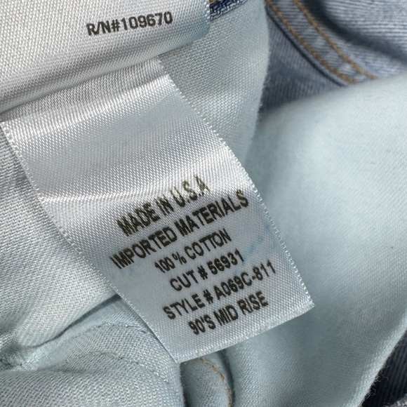 Agolde 90s Mid Rise Distressed Light Denim Button Fly Straight Blue Jeans 26 - Picture 15 of 16